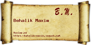 Behalik Maxim névjegykártya
